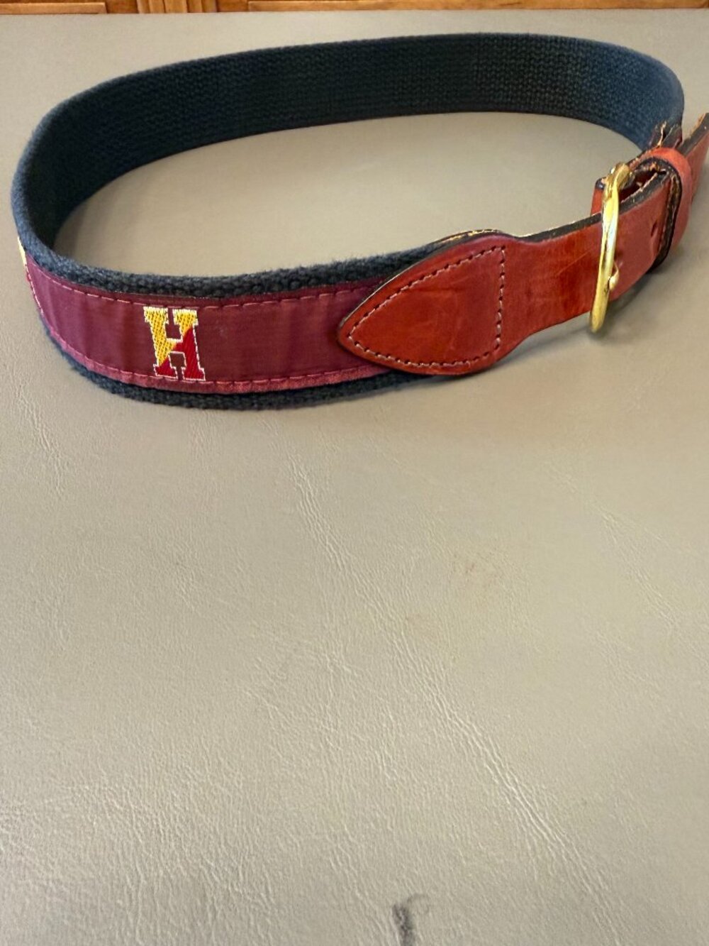 Vintage Harvard University Crimson Block H Ribbon Canvas Belt Men's Size 30